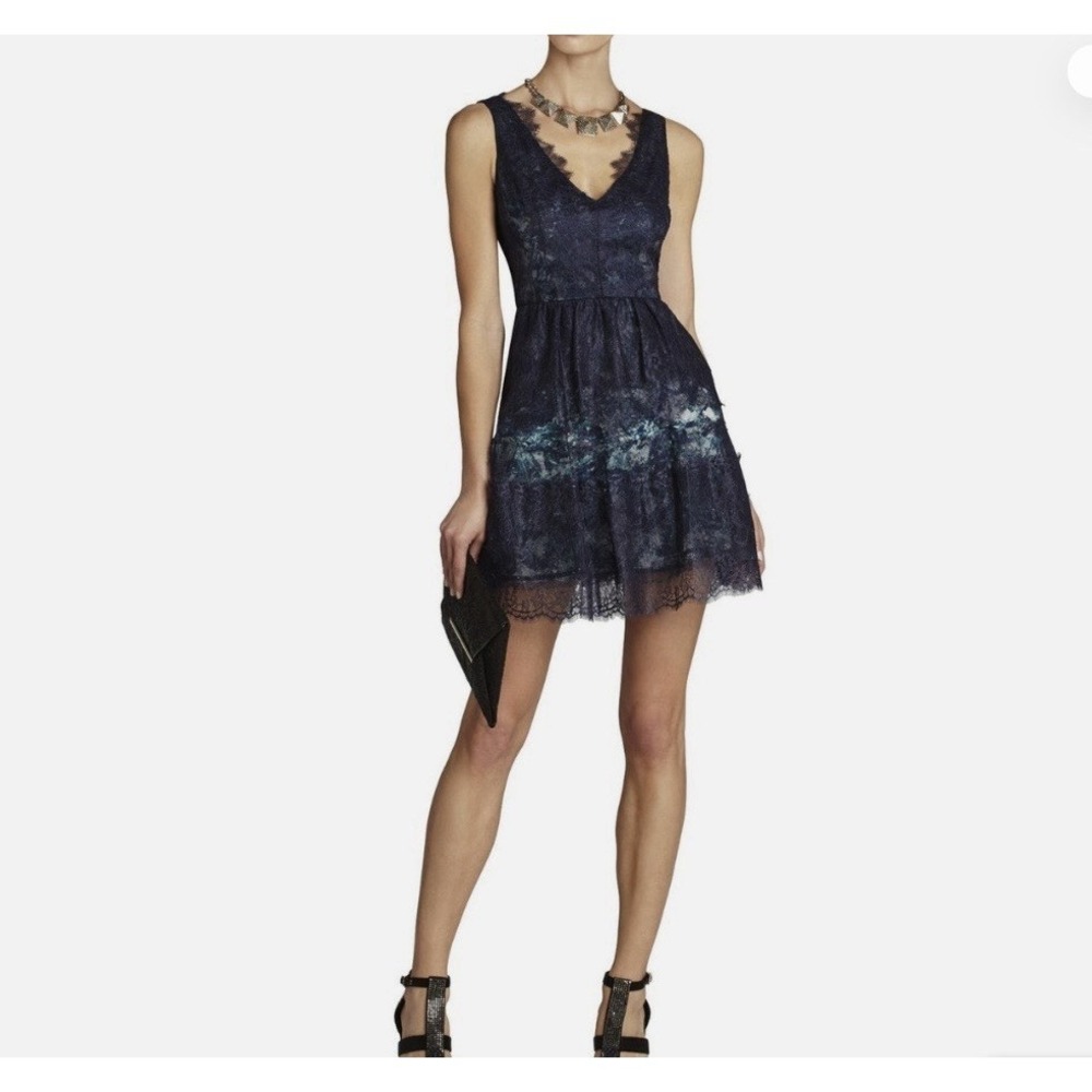 BCBGMAXAZRIA DARK INK COMBO WILLA LACE DRESS Size 12